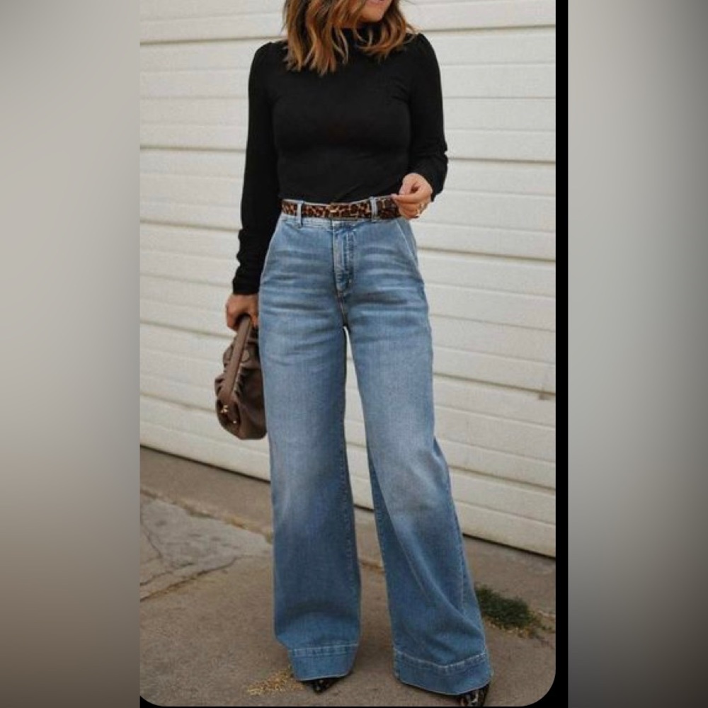 High rise, wide leg jeans